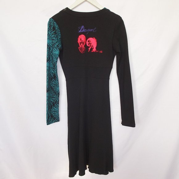Desigual Black Graphic Embroidered Artsy Dress - Picture 2 of 10